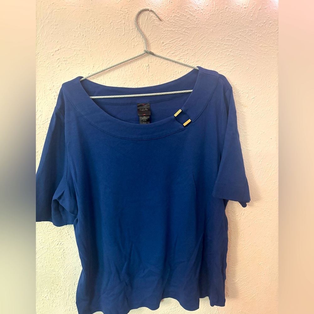 Rafaella Blue Boxy Short Sleeve Tee
